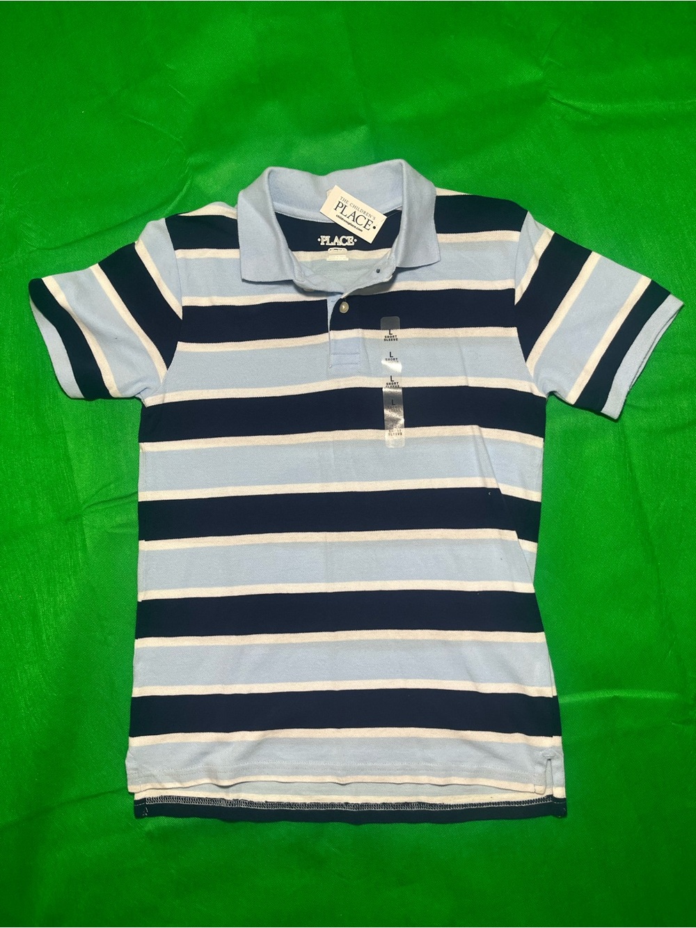 Place Boys Navy & Light Blue Striped Polo